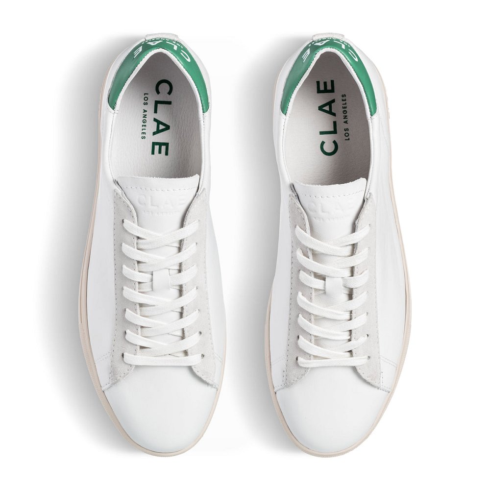 CLAE BRADLEY CALIFORNIA Shoes Womens USA361-G94 In White Leather Pine Green